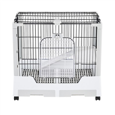 Yaheetech 2-Level Rolling Rabbit Cage With Platform and Ramp Gray
