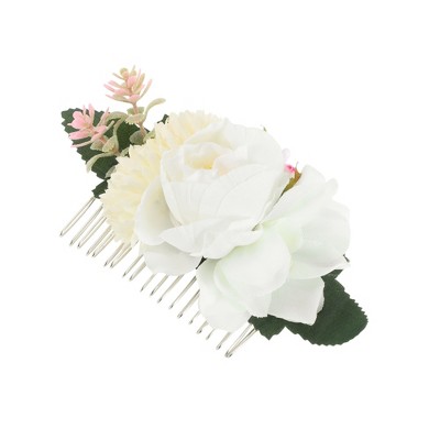 Unique Bargains Women's Durable Simulated Flowers Side Comb 1 Pc