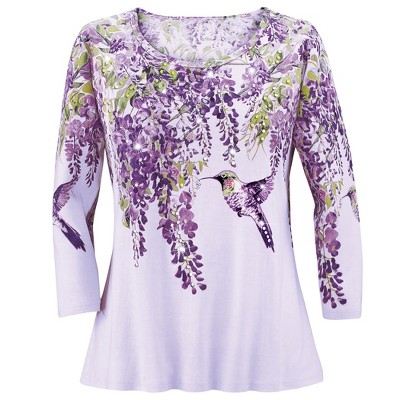 Collections Etc Wisteria & Hummingbird Top
