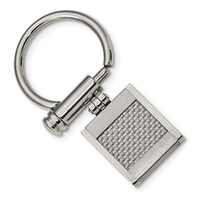 Black Bow Jewelry Men's Stainless Steel and Grey Carbon Fiber Key Chain