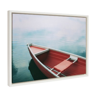 Kate & Laurel All Things Decor 18"x24" Sylvie Floating in The Sky Framed Wall Art by Alicia Bock White: Modern Nautical Canvas