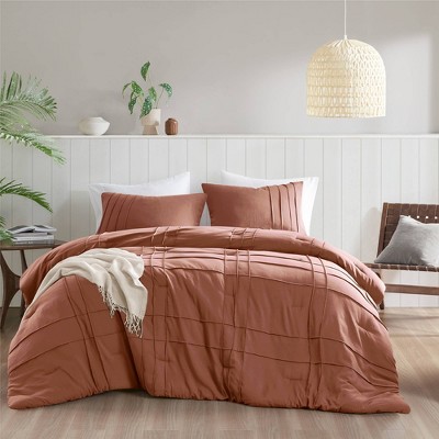 510 Design Full Porter Soft Washed Pleated Comforter Set Clay Pink