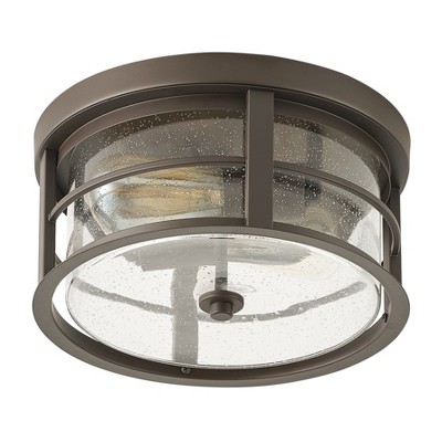 Dewdrop Flush Mount Ceiling Light Rustic Bronze Fixture with Clear Seeded Glass Shade for Bedroom Kitchen