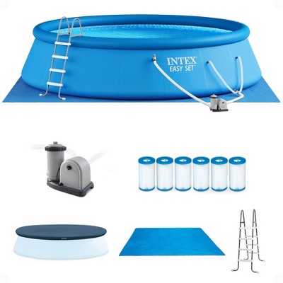 Intex 18'x48" Inflatable Easy Set Above Ground Pool Set and 6-Pack Filter Cartridge