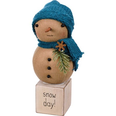 Primitives By Kathy 6.75 In Snowy Day Sitter Christmas Figurine , Snowman Snowflake (1PC)