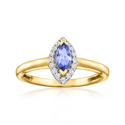 Ross-Simons 0.30 Carat Tanzanite and .20 ct. t.w. White Zircon Ring in 18kt Gold Over Sterling