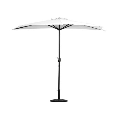 Westintrends 9Ft Half Round Umbrella with Half Resin Base Included for Outdoor Patio Window Shade Wall Balcony