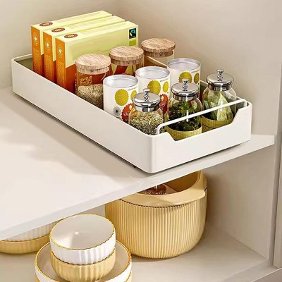 Acekool Pull-Out Cabinet Organizer with Nylon Adhesive – Heavy-Duty Sliding Pantry Shelf Drawer for Kitchen, Bathroom & Living Room Storage