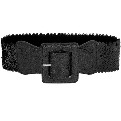 INSPIRE CHIC Women's Sequins Stretchy Bling Sparkly Shiny Wide Elastic Waist Belts 1 Pc
