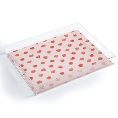 Emanuela Carratoni Strawberries on Pink Acrylic Tray - Deny Designs