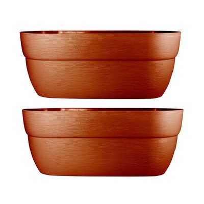 Emsco 2pk 24" Rectangular Bloomers Railing Planter Terracotta