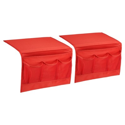 Unique Bargains Bedside Bed Caddy Organizer Hanging Remote Control Holder Storage Bag 4 Pockets 2 Pcs
