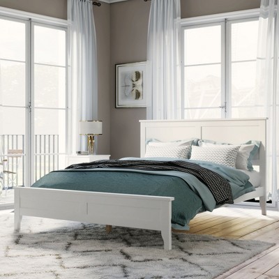 NicBex King/Queen/Full Solid Pine Wood Platform Bed Frame with Headboards,Farmhouse Classic Design Master Bedroom Bed