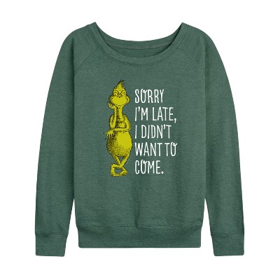 Women's - Dr. Seuss -  Lightweight French Terry Wide Neck Long Sleeve Graphic Shirt