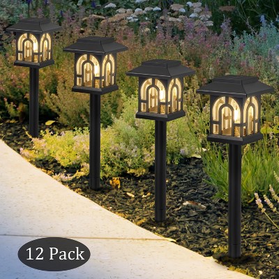 C Cattleya Black Solar Outdoor Path Light, 3000K Warm White LED Landscape Lights