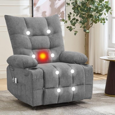 Electric Power Lift Recliner with Massage & Heat - 45° Stand Assist, Swivel Rocker, Cup Holders - Reclining Lounge for Elderly & Adults