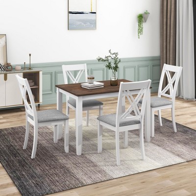 Rustic 5-Piece Dining Set: X-Back Chairs, Compact Wood Table - Ideal for Small Spaces