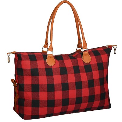 iMountek"Women’s Multi-functional Duffle Bag - Travel, Weekend, Overnight, Tote, Shoulder & Diaper Bag"LeoRed&White
