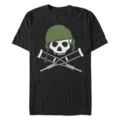 Men's Jackass Military Skull And Crutches Logo T-Shirt