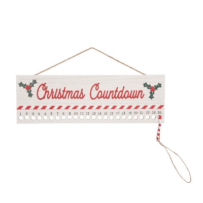Transpac MDF Candy Cane Countdown Advent Calendar Colorful Wood Christmas Decor for Indoor Use and Gift Giving