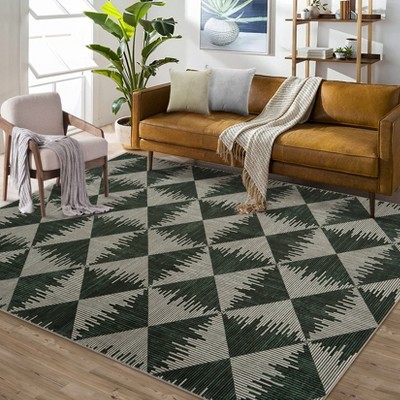 Area Rugs Living Room Modern Geometric Carpet Non-Slip Low Pile Machine Washable Accent Rug