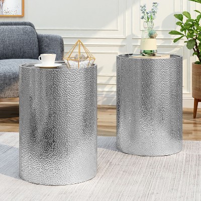 NicBex End Tables Set of 2 Simple Side Table with Iron Frame, Modern Nightstand for Living Room, Bedroom