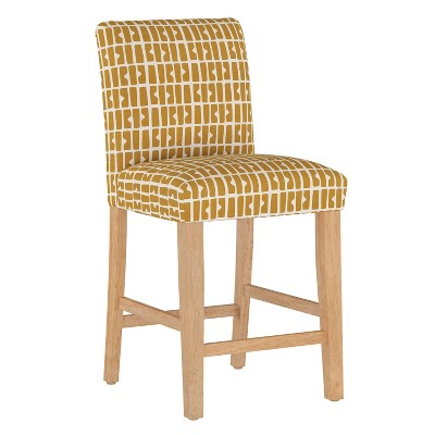 Skyline Furniture Hendrix Counter Height Barstool Bloc Panel Mustard: Modern 40" Kitchen Island Stool, Geometric Pattern