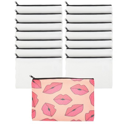 Bright Creations 15 Pack Blank Sublimation Canvas Bags, DIY Cosmetic Zipper Makeup Pouch Set, 10 x 7 in