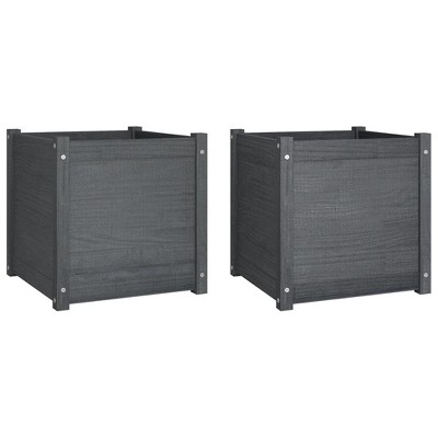 vidaXL Garden Planter Set of 2 Grey Solid Pinewood 19.7x19.7x19.7 in