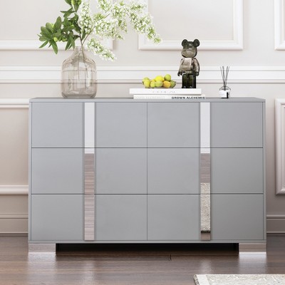 ModernLuxe 6-Drawer Dresser, Wood Chest of Drawers with Metal Handle, Mirrored Storage Cabinet for Bedroom