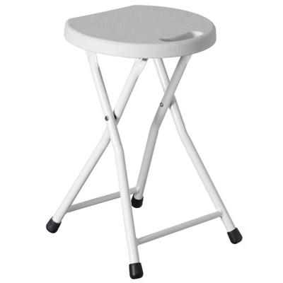 Basicwise 18-inch Portable Folding Stool with Handle Compact Chair with Non-Slip Feet and Metal Frame Legs for Indoor & Outdoor Use