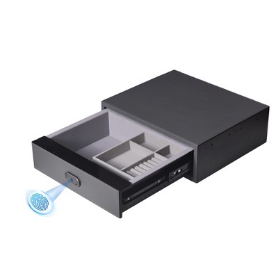 UNISOAR Biometric Fingerprint safe, Slide-Away Leather Wrapped Jewelry Storage Safe, Drawer Safe for Home and Vehicle