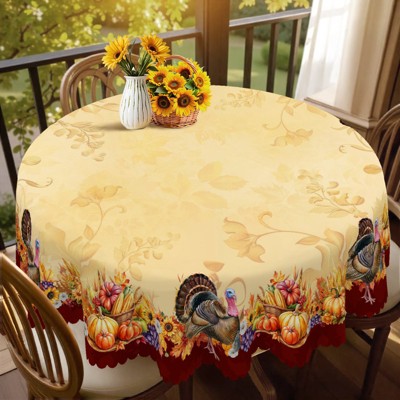 LOVEVOOK Thanksgiving Tablecloth, Fall Tablecloth, Pumpkin Table Cloth, Autumn Harvest for Christmas, Holiday, Birthday, Harvest