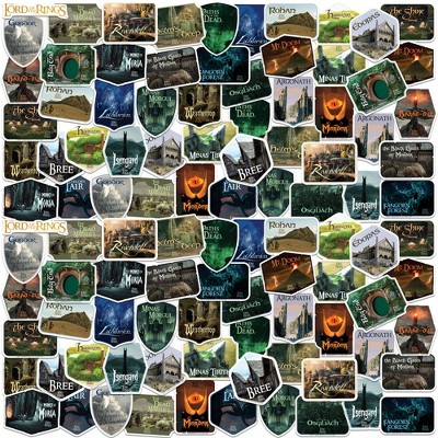 Lord of The Rings Location Badges 100ct Vinyl Large Deluxe Stickers Variety Pack
