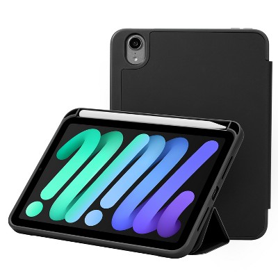 Vena For Apple iPad Mini 7 Case with Pencil Holder, iPad Mini 6 Case Cover with Slim Trifold Stand, iPad Mini A17 Pro Case Cover, Black