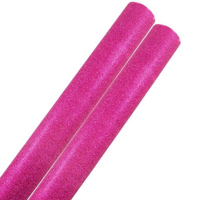 JAM PAPER Fuchsia Glitter Gift Wrapping Paper Roll - 2 packs of 25 Sq. Ft.: Valentines & Birthday Wrap, All Occasions