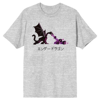 Minecraft Fire Breathing Ender Dragon Kanji Men's Athletic Heather T-shirt