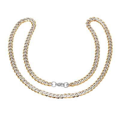 Steeltime 24" Men's two tone stainless steel and 18k gold plated cuban link chain necklace