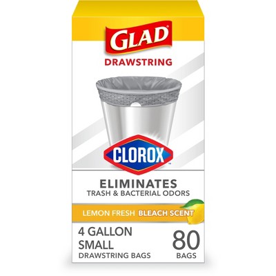 Glad Small Drawstring Trash Bags - Clorox Lemon Fresh - 4 Gallon