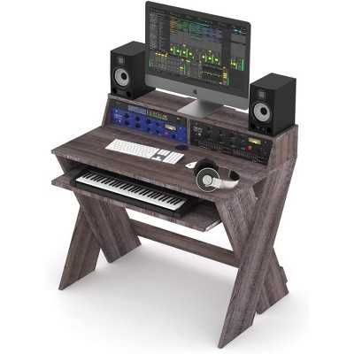 Glorious Sound Desk Compact Professional Studio Workstation with Pull-out Keyboard Compartment (Walnut)