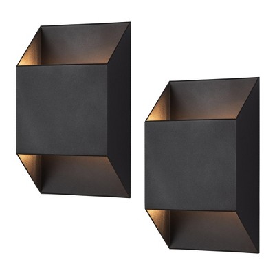 C Cattleya 9.5in Matte Black Aluminum LED Outdoor Wall Lights(2-Pack)