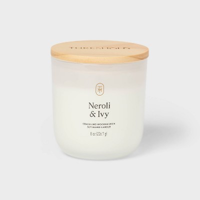 Milky Glass Wooden Wick Neroli and Ivy Jar Candle 8oz - Threshold™
