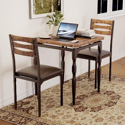 3 Piece Dining Table Set, Dining Table and Chairs Set of 2 with Spiral Legs, Dining Set for 2, Suitable for Small Spaces, Kitchen, Apartment