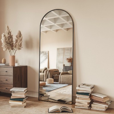 65"x22" Full Length Mirror, Wall Mirrors Hanging or Leaning Arched-Top Full Body Mirror with Stand for Bedroom, Dressing Room