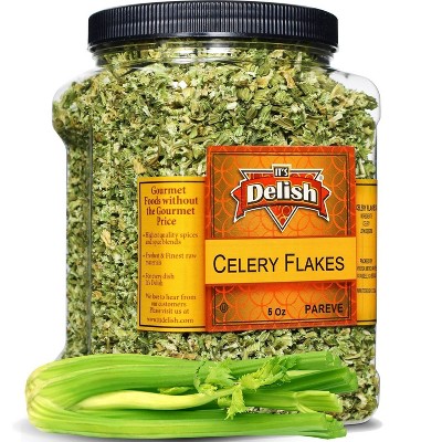 Dried Celery Flakes by It's Delish, 5 OZ Jumbo Reusable Container