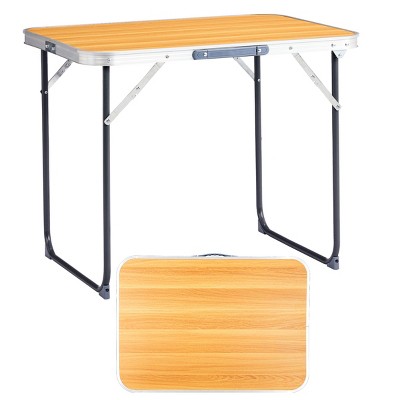 SEVOBAL Portable Folding Camping Table Outdoor Waterproof Adjustable Height Table Aluminum Lightweight Suitcase BBQ Beach, Yellow, 72.5"*52.5"*7"