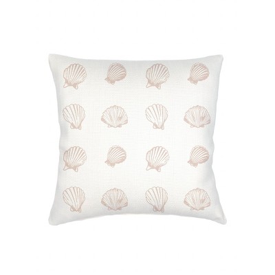 Beige Saltwater Shell Printed Linen Euro Pillow 26x26