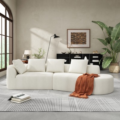 116" Modern Curved Fully Assembled 2-Piece Sectional Sofa with High-Density Fully Compressed Sponge, Chaise Lounge
