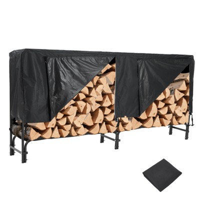 Firewood Rack, Heavy Duty Steel Log Holder for Outdoor/Indoor Use, Waterproof Storage Cover Set  for Patio, Fireplace & Backyard