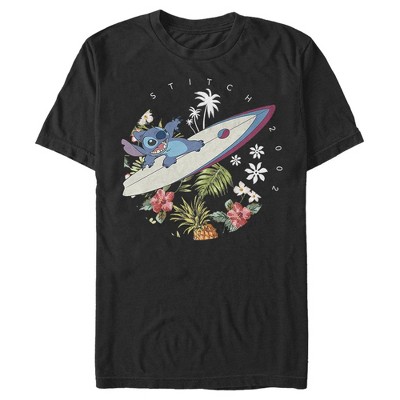 Men's Lilo & Stitch Surfing Tropical Jungle Waves 2002 T-Shirt